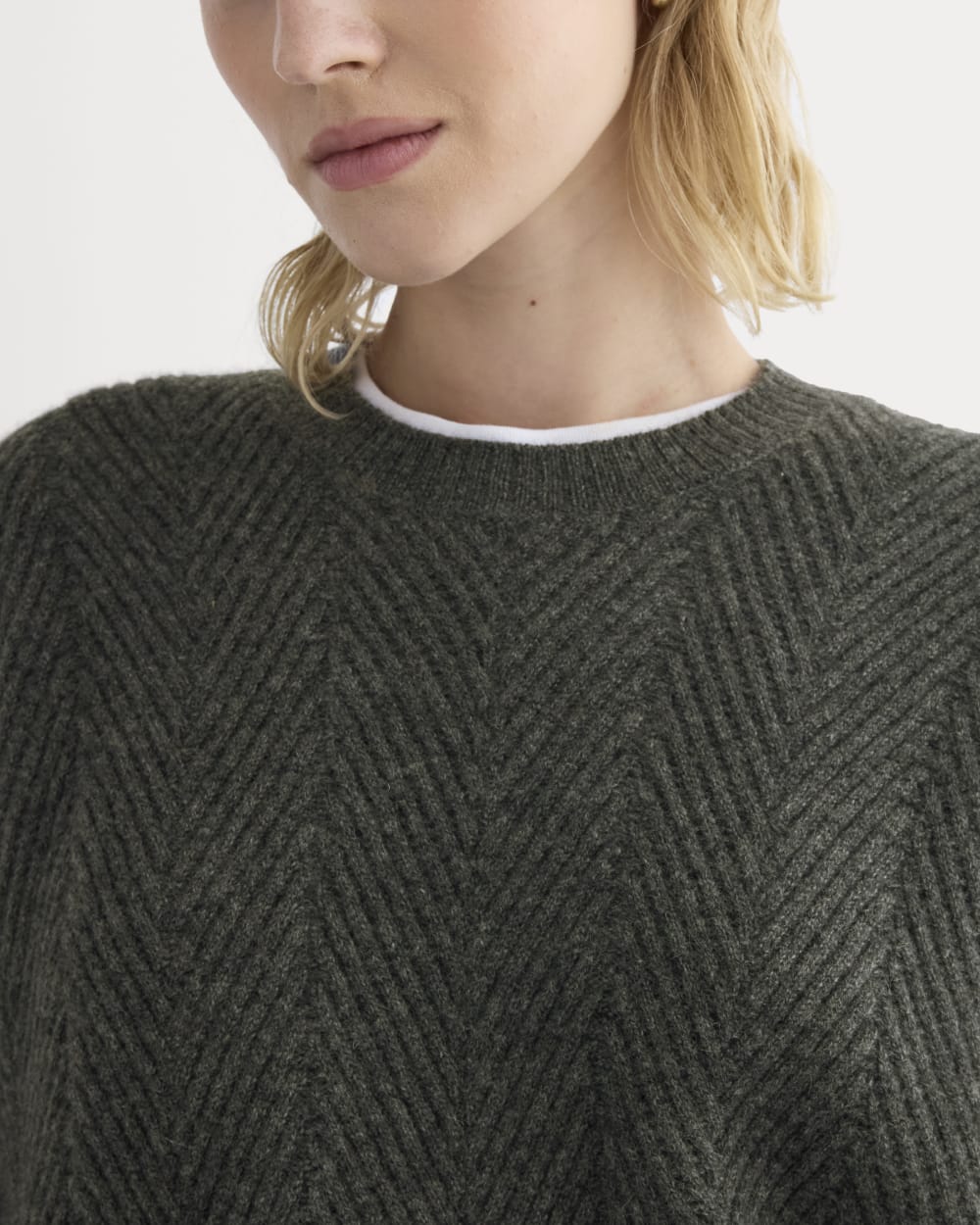 Cashmere Herringbone Sweater | Heather Charcoal