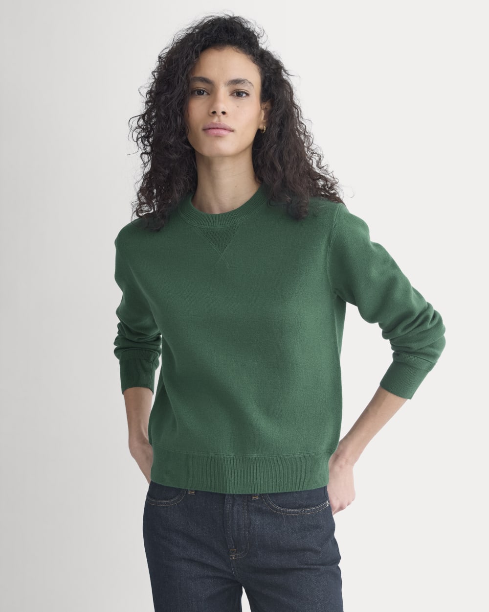 Double Knit Crew in Cotton Merino | Hunter Green