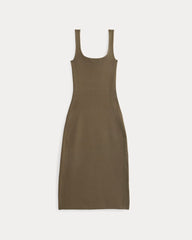 Knit Square-Neck Midi Dress | Deep Taupe