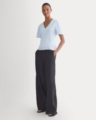 Cinched Top in Stretch Linen | Skywriting