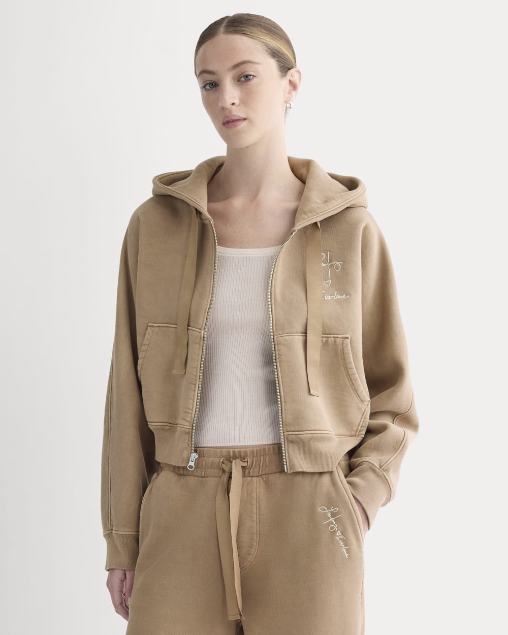 Everlane x The Laufey Foundation Cropped Full-Zip Hoodie | Weathered Clay